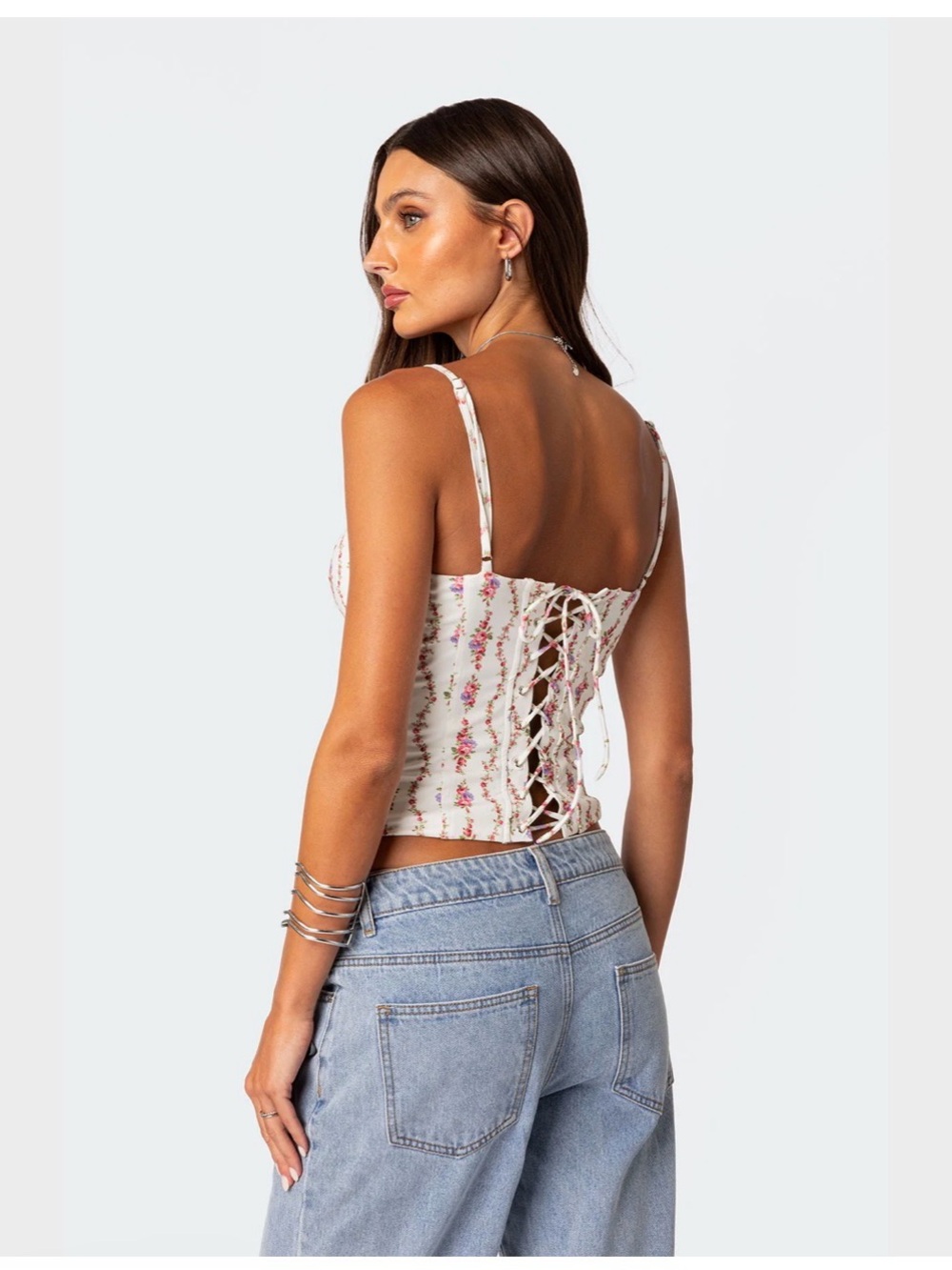 Edikted Indira Printed Cupped Lace Up Corset - Picture 5 of 6